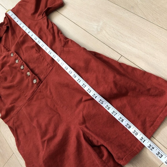 Birds of North America Linen Blend Romper in Burnt Orange Size 6 - Picture 6 of 12